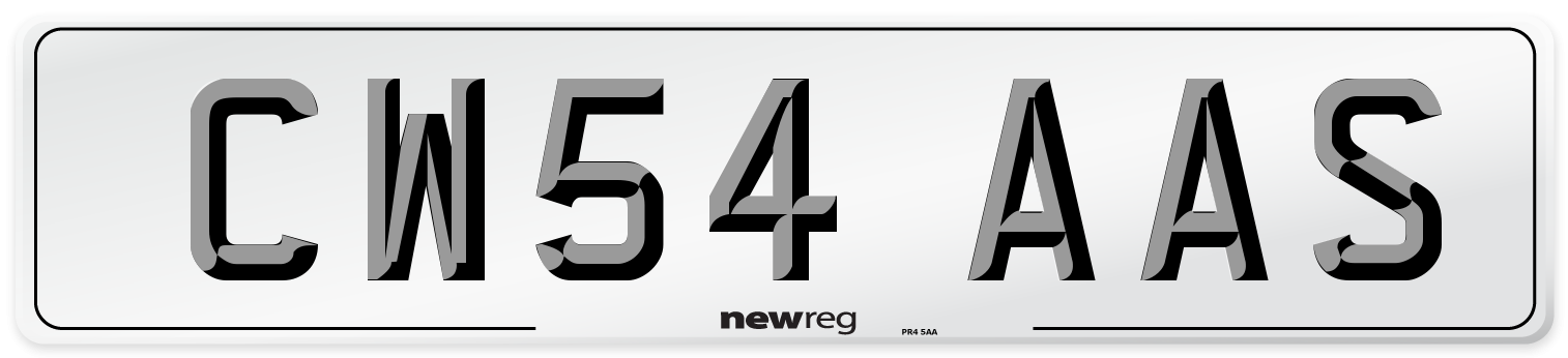 CW54 AAS Number Plate from New Reg
